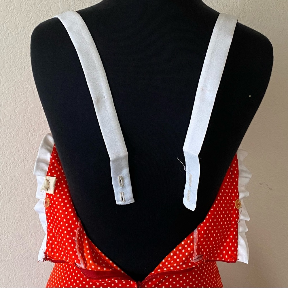 vtg Red Polka Dot Ruffle Maxi Dress - Picture 5 of 12